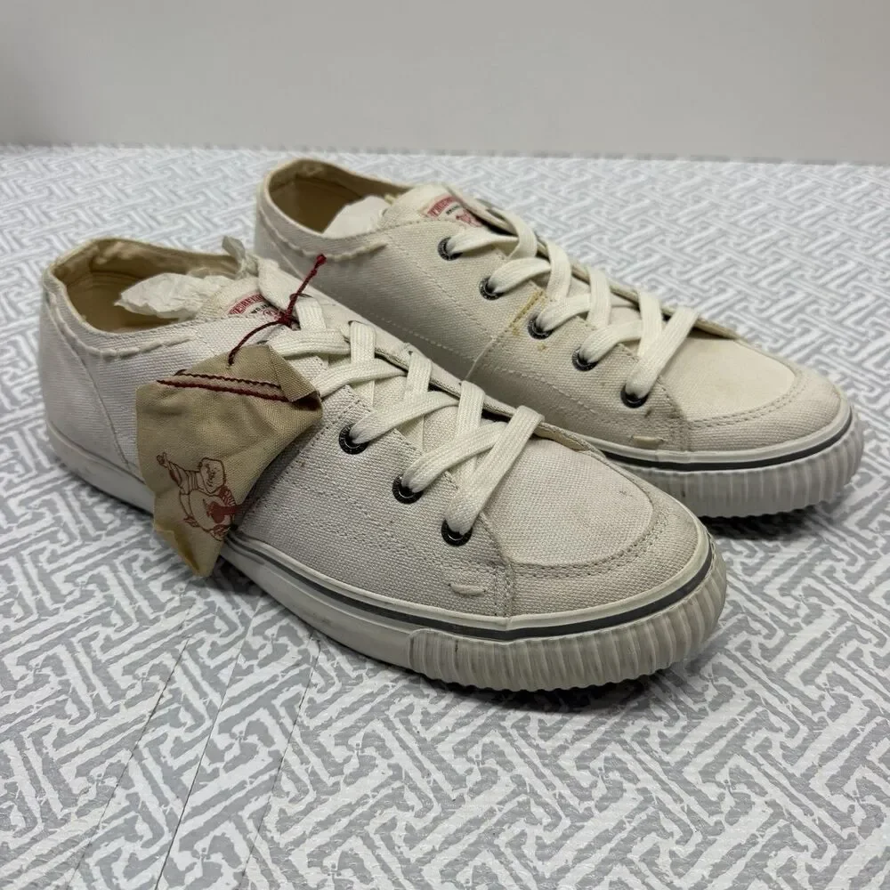 True Religion Vintage Canvas Low Top Sneakers White Men’s Size 11 TR118113 READ!